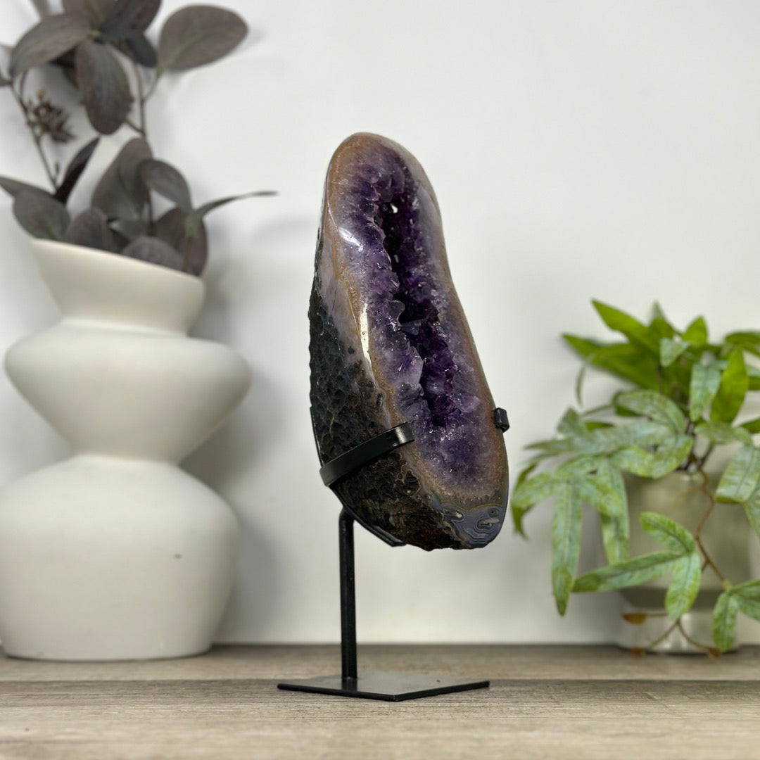 Natural Amethyst Geode with Metal Stand - MWS3321