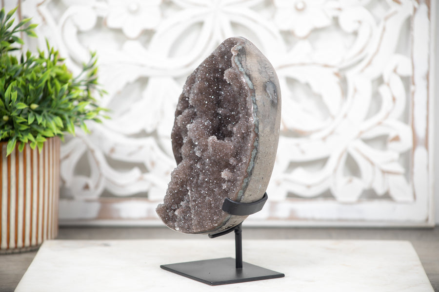 Natural Rainbow Amethyst Geode, Metal Stand Included - MWS0056