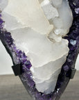 Huge Calcite Crystal Formation on Deep Purple Amethyst Cluster - MWS2314