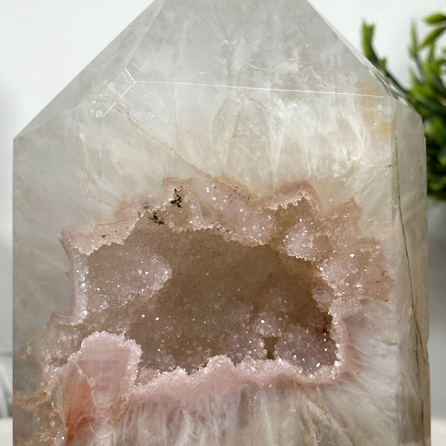 Stunning Sugar Quartz Druzy Stone Obelisk Geode  - STP0138