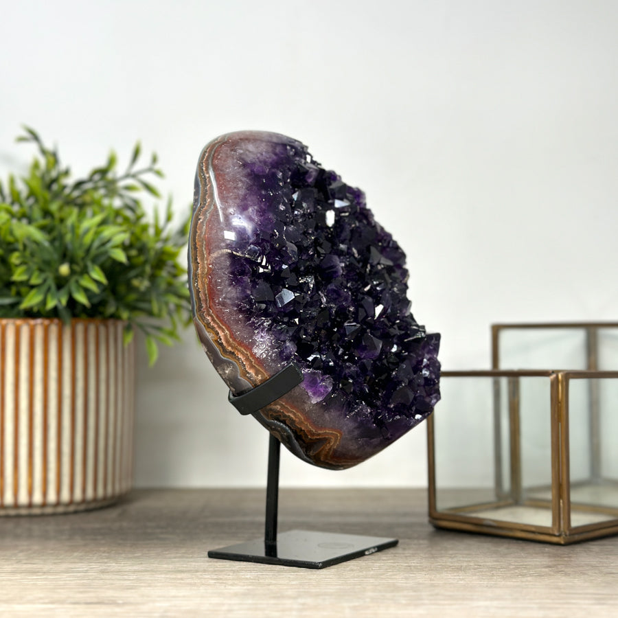 Large Deep Purple Amethyst Cluster with Red Jasper &amp; Agate Matrix - MWS2153
