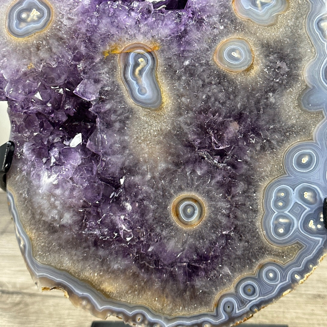 Natural Large Amethyst &amp; Blue Agate with Stalatite Eyes Formations - MWS3326
