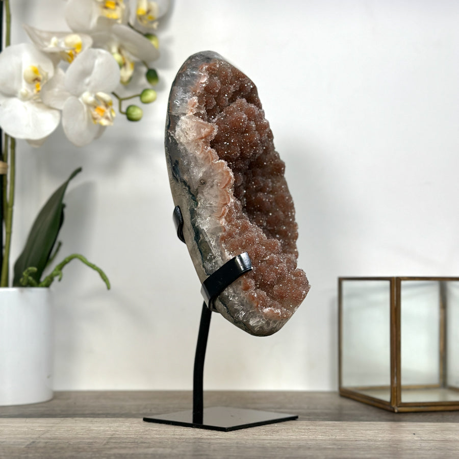 Orange Tone Sugar Quartz Crystal on Stand - Ideal for Home or Office Display - MWS2611