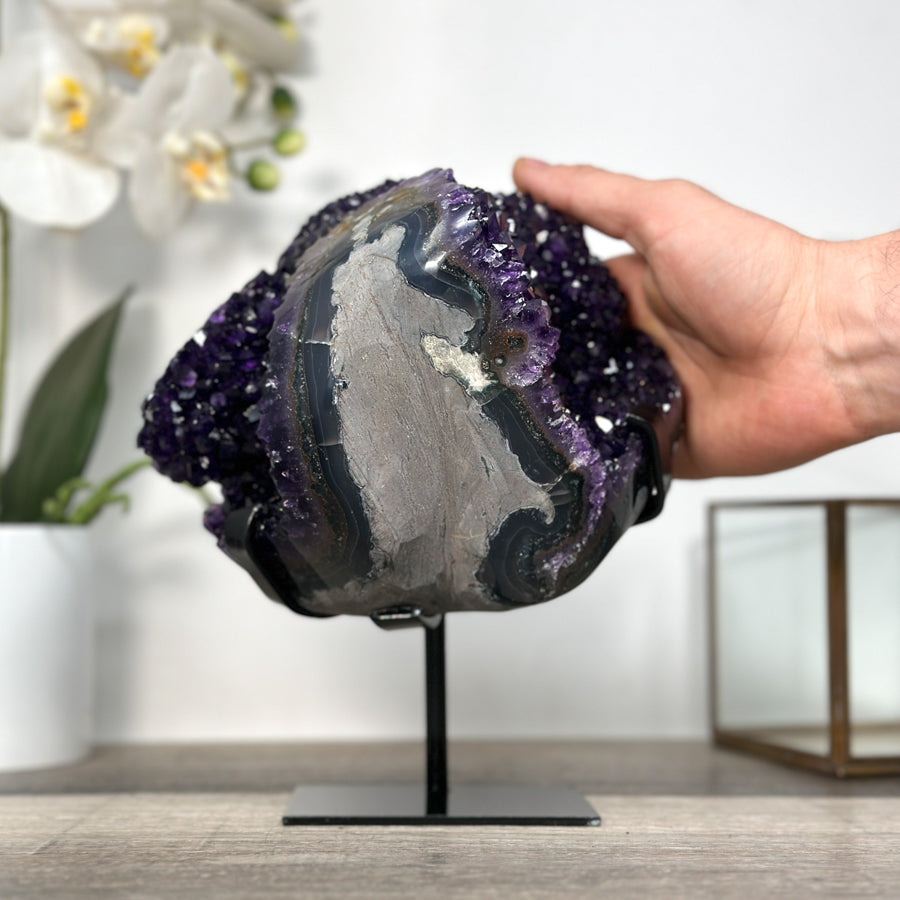 Deep Purple Amethyst and Agate Crystal Cluster Stalactite Formation - MWS2624