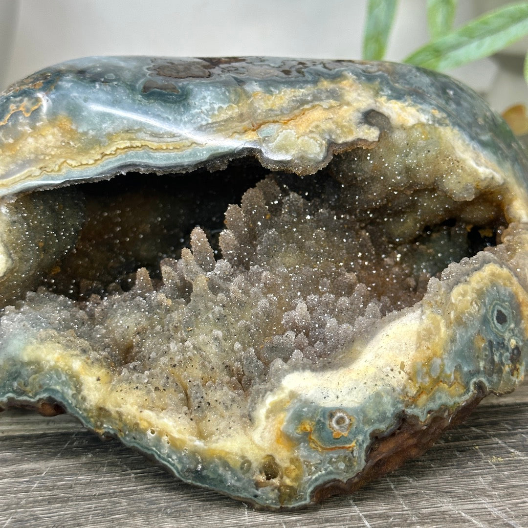 Natural Quartz &amp; Jasper Geode with Micro Stalactites Formations - STGE0039