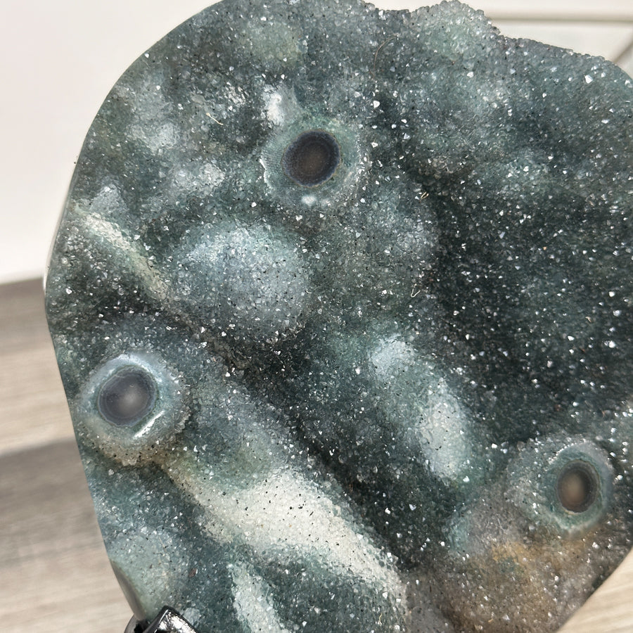 Green Druzy Crystal Natural Formation – Unique Mineral Display Piece - MWS2794
