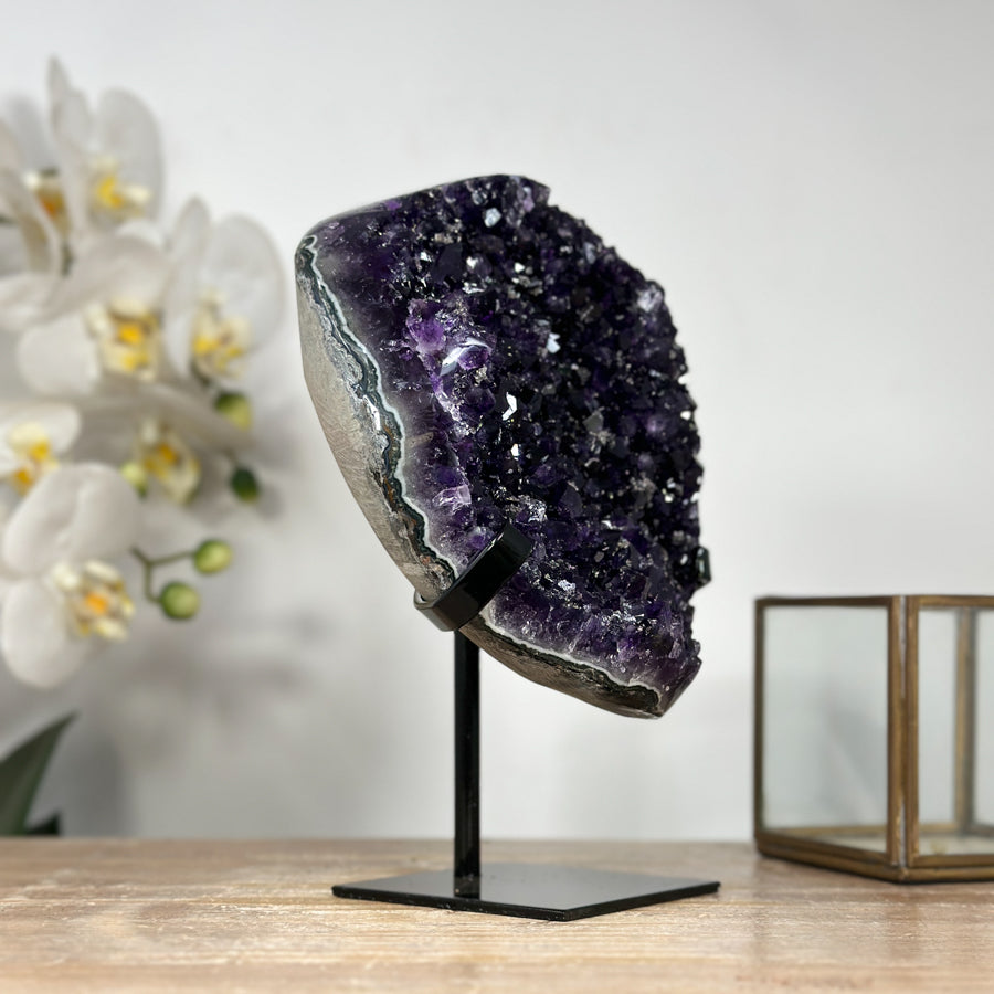 A+ Grade Natural Amethyst Crystal, Metalic Stand Included - MWS1891