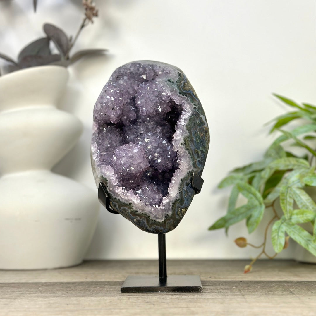 Natural Uruguayan Crystal Geode on Stand with Stalactite Formations - MWS3276