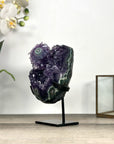 Deep Purple Amethyst Geode With Eye Formations on Metal Stand - MWS2763