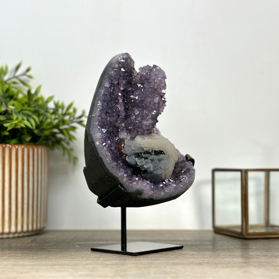 Amethyst Crystal Cluster with Calcite Formation – Elegant Natural Statement Décor Piece - MWS2419