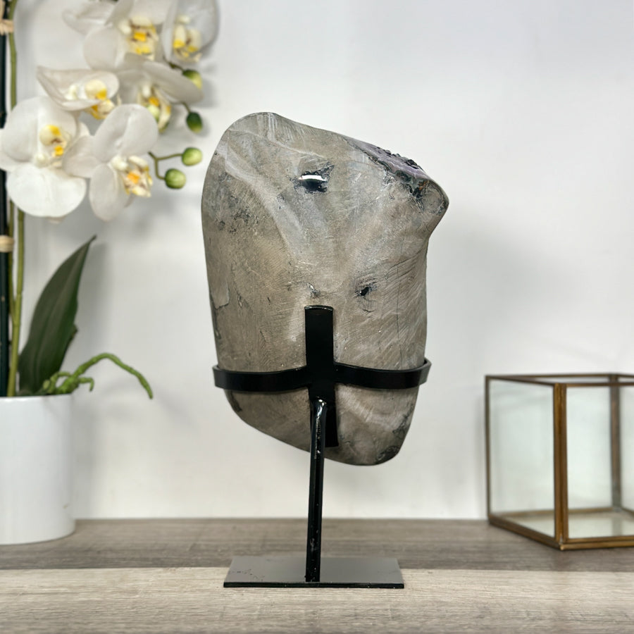 Top Grade Amethyst Cluster on Metal Stand – Stunning Crystal Piece for Office Decor - MWS2704