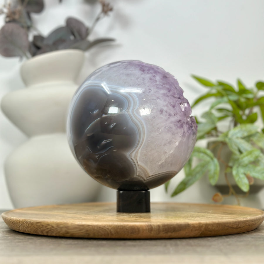 Huge Amethyst &amp; Agate Sphere Geode from Uruguay - SPH0165