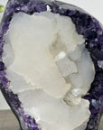 Huge Calcite Crystal Formation on Deep Purple Amethyst Cluster - MWS2314