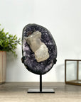 Amethyst with Calcite Inclusion on Metal Stand – Natural Display Piece - MWS2404