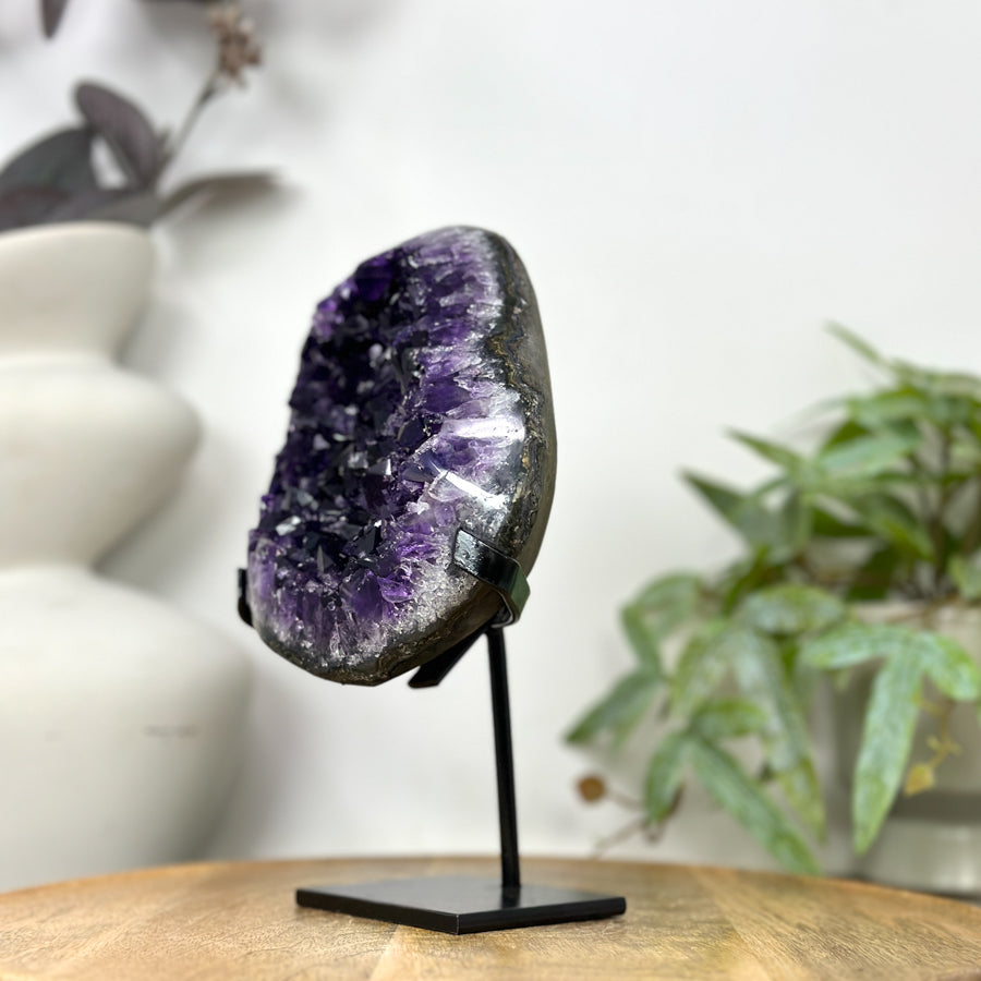 Uruguayan Amethyst Geode on Metal Stand - MWS3253
