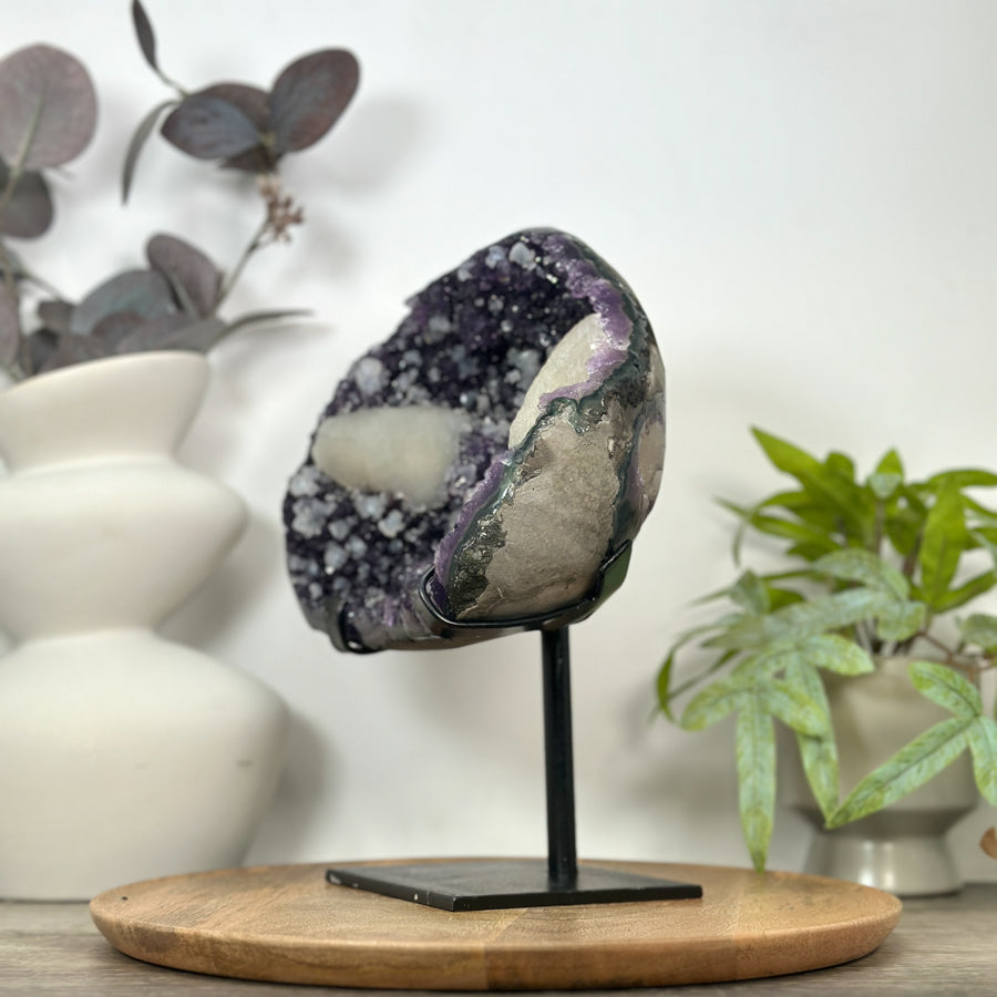 Natural Amethyst Cluster with Large Calcite Specimen - MWS3134
