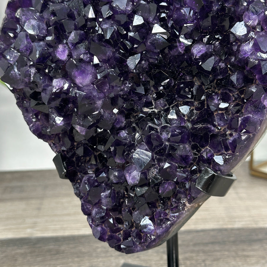Deep Purple Amethyst Cluster on Metal Stand from Uruguay - MWS2779