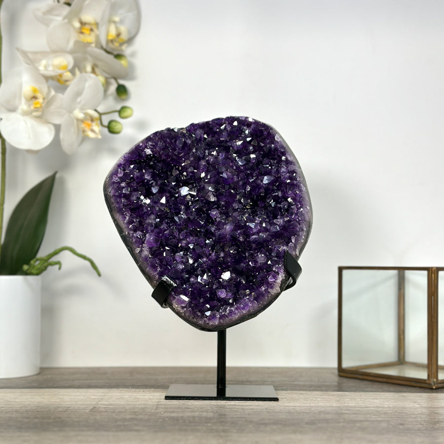 Amethyst Crystal Cluster on Stand - Purple Mineral Display for Home Decor - MWS2639