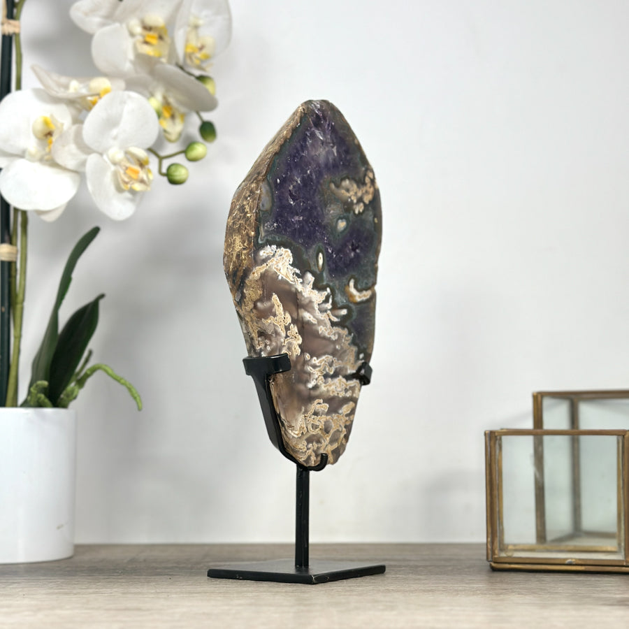 Unique Amethyst &amp; Agate Polished Slice - MWS2323