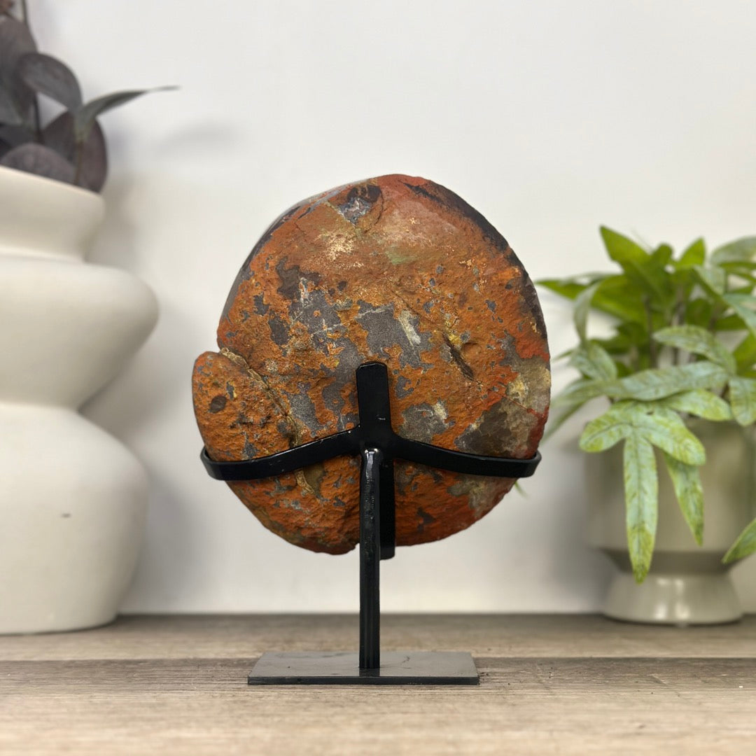 Natural Agate &amp; Amethyst Natural Cave - Handmade Metal Stand Included - MWS3344
