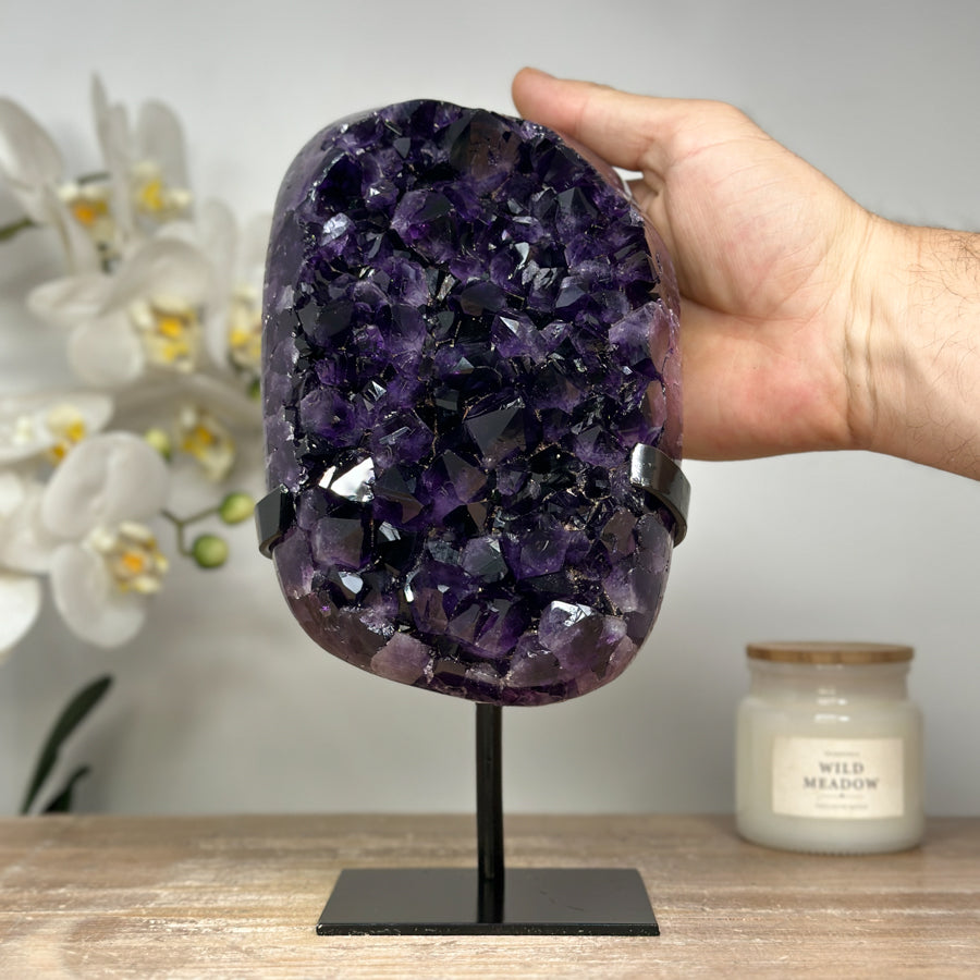 AAA Grade Natural Amethyst Cluster with Metal Stand - MWS1656