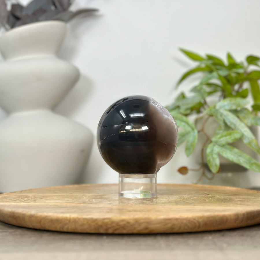 Amethyst &amp; Agate Sphere Geode with Druzy Crystal Cavity - SPH0176