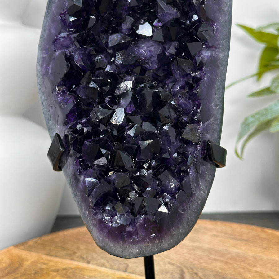 Deep Purple Amethyst Geode on Metal Stand - Perfect for Home Decor - MWS3061