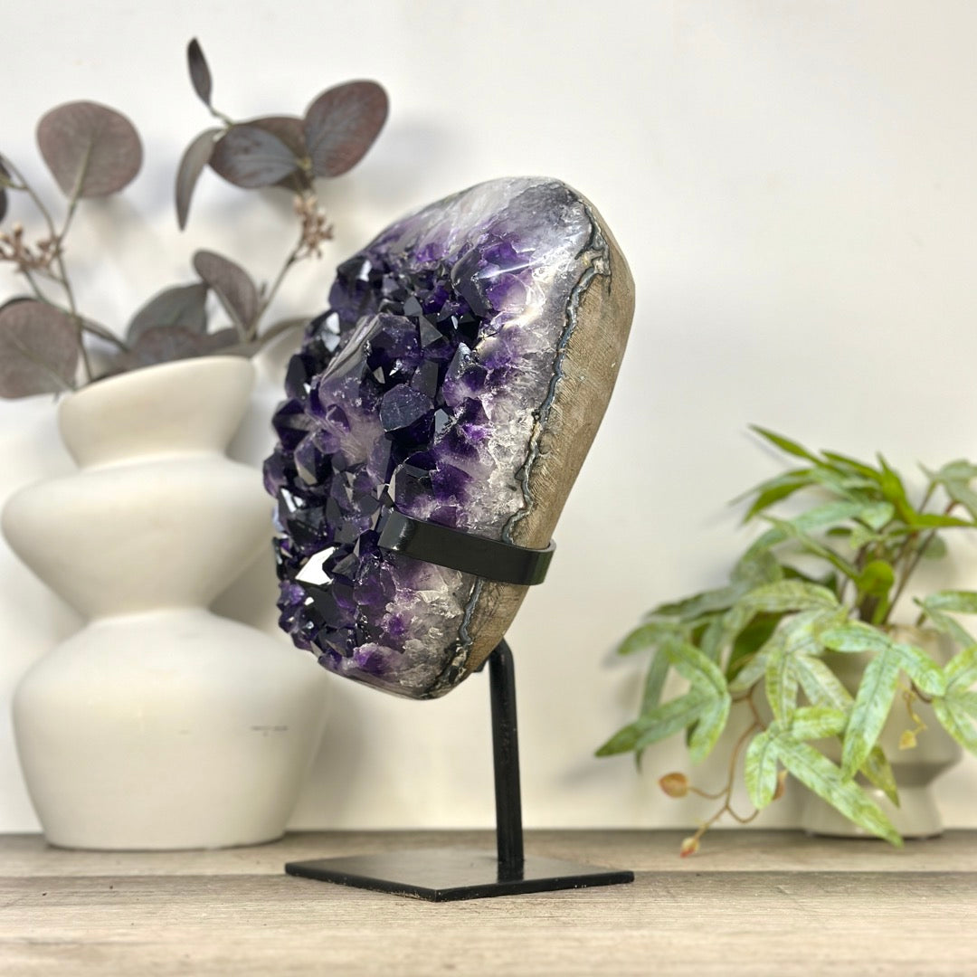 Top Grade Uruguayan Amethyst with Deep Purple Large Crystals on Stand - MWS3281