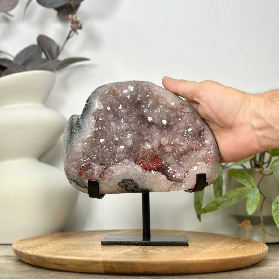 Natural Pink Amethyst with Red Hematite &amp; Calcite Formation - MWS3102