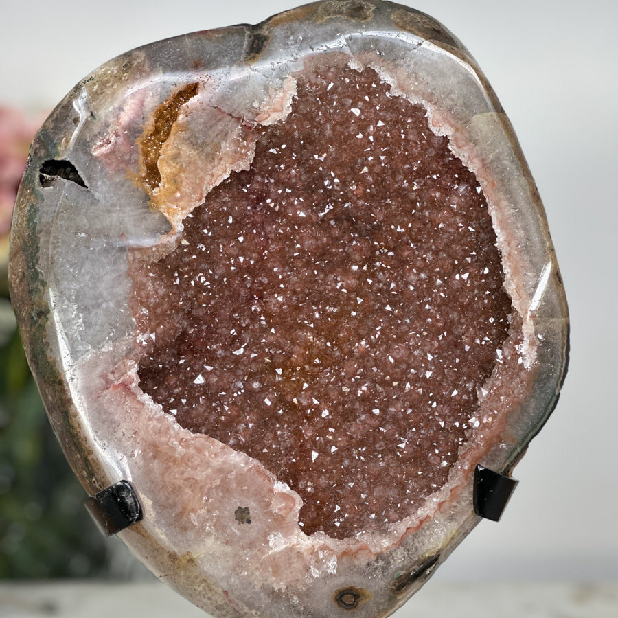 Top Grade Natural Peach Tone Quartz Druzy Geode from Uruguay - MWS0727