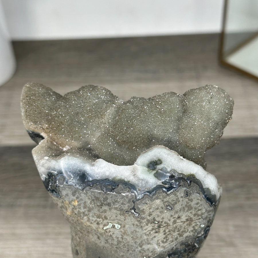 Natural Druzy Crystal with Green Color Tones – Unique Mineral Display Piece" - MWS2898