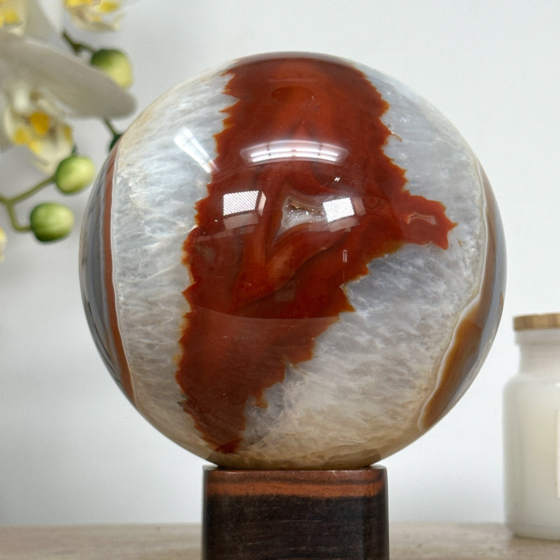 Dyed Banded Agate &amp; Quartz Sphere Geode - SPH0145