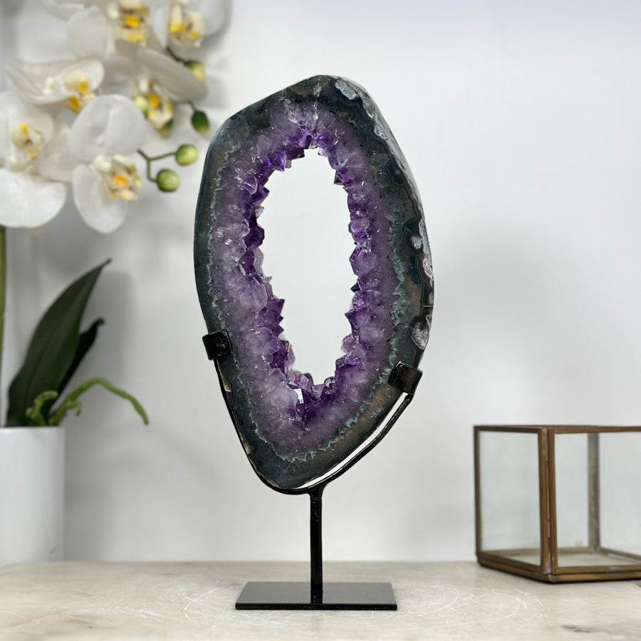 Large Stunning Amethyst Geode Slice, Crystal Portal - MWS1952