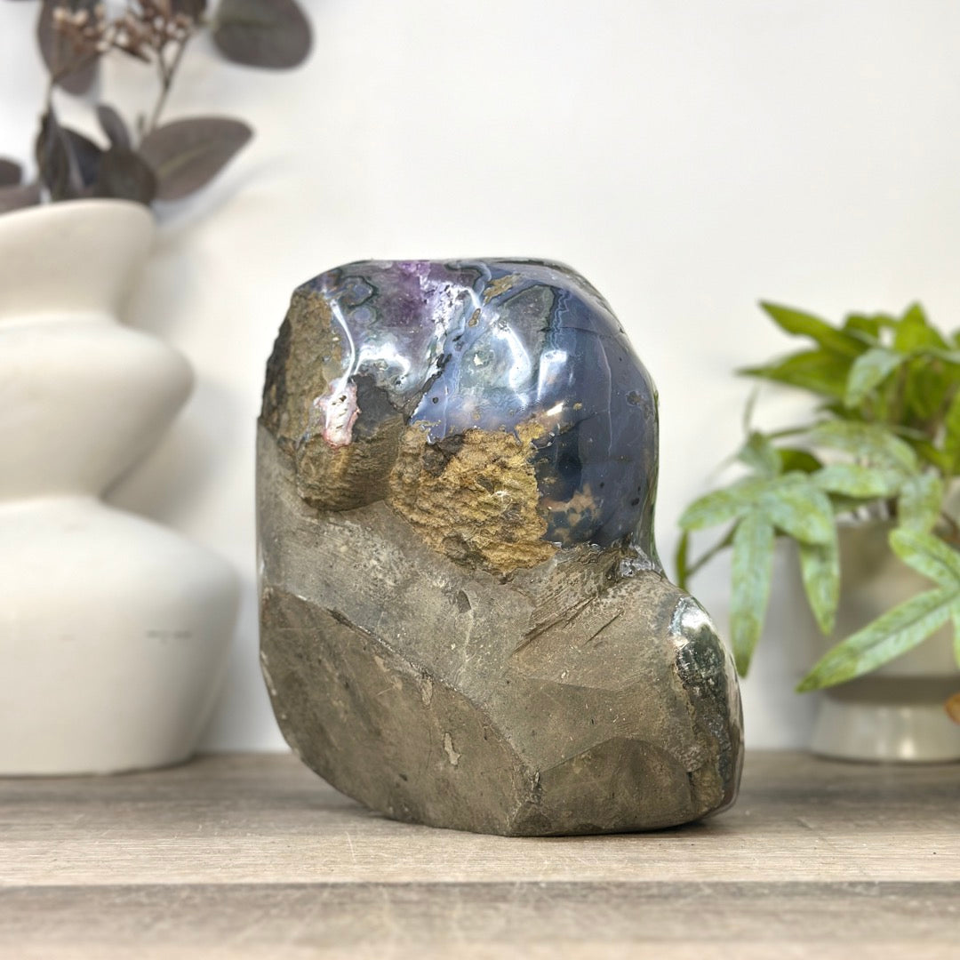 Natural Amethyst GEode with Calcite Crystal Inclusion - CBP1426