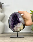 Uruguayan Amethyst Geode with Calcite Inclusion on Metal Stand - MWS3330