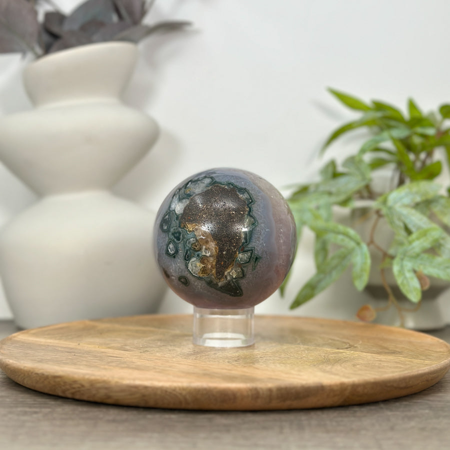 Natural Amethyst &amp; Agate Sphere Geode - SPH0148