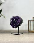 Natural Amethyst Crystal Heart, Metal Stand Included - HST0302