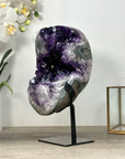 Natural Amethyst Crystal Geode on Stand with Large & Deep Purple Crystals - MWS2590