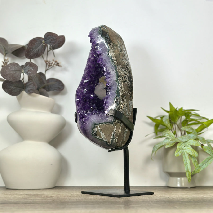 Uruguayan Amethyst Geode with Unique Calcite Crystal Formation - MWS3090