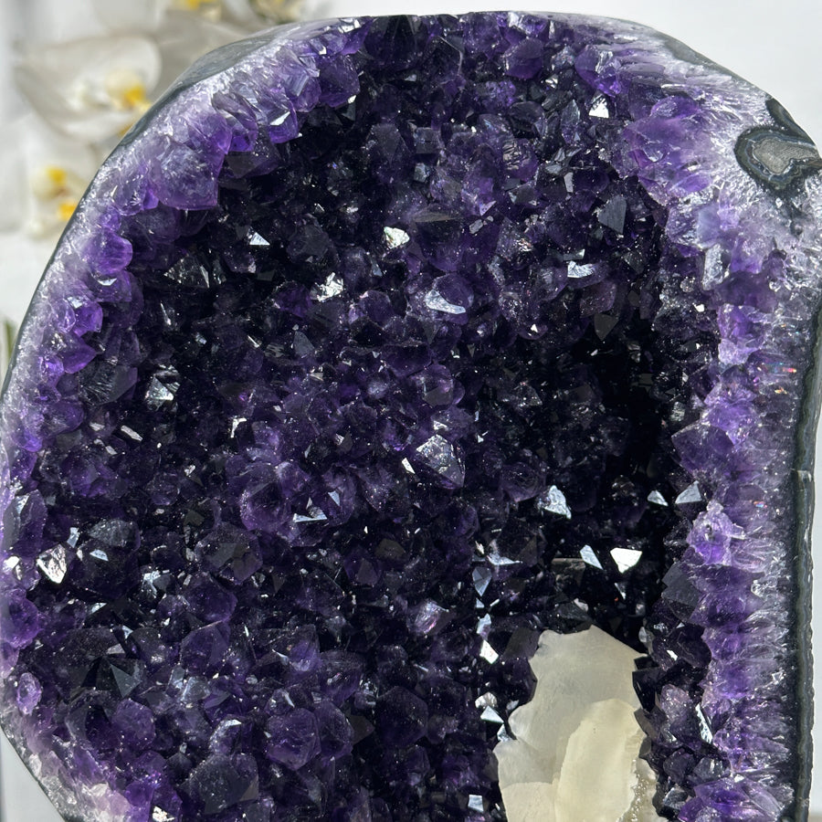 Top Quality Amethyst Geode With Calcite on Metal Stand - MWS2752