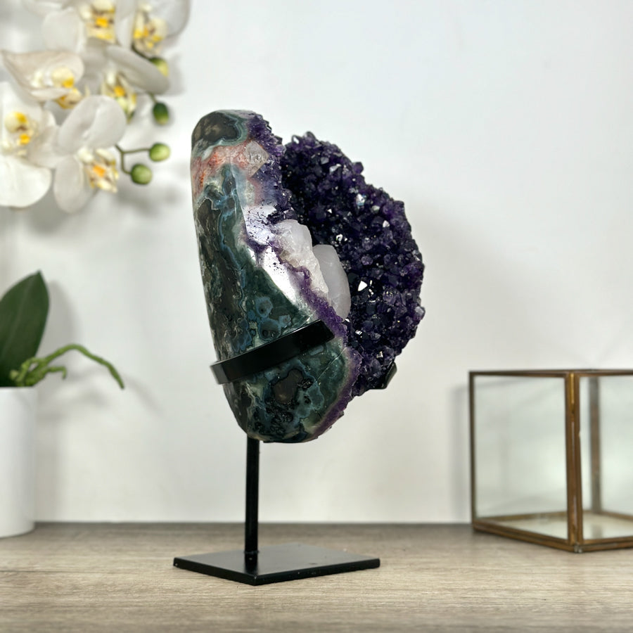 Unique Natural Top Grade Amethyst Geode with Calcite Formation - MWS3027