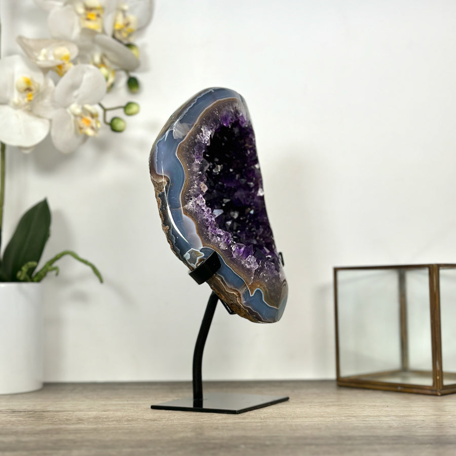 Top Grade Uruguayan Amethyst Geode with Agate Shell - MWS3019