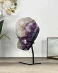 Natural Calcite & Amethyst Specimen on Metallic Stand - MWS2766
