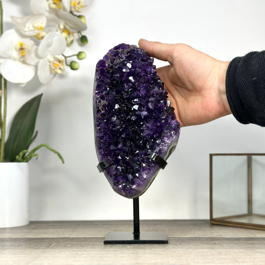 Deep Purple Amethyst Cluster on Metal Stand - MWS2781