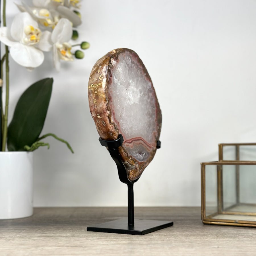 Natural Red Jasper Slice with Metallic Stand - MWS2229