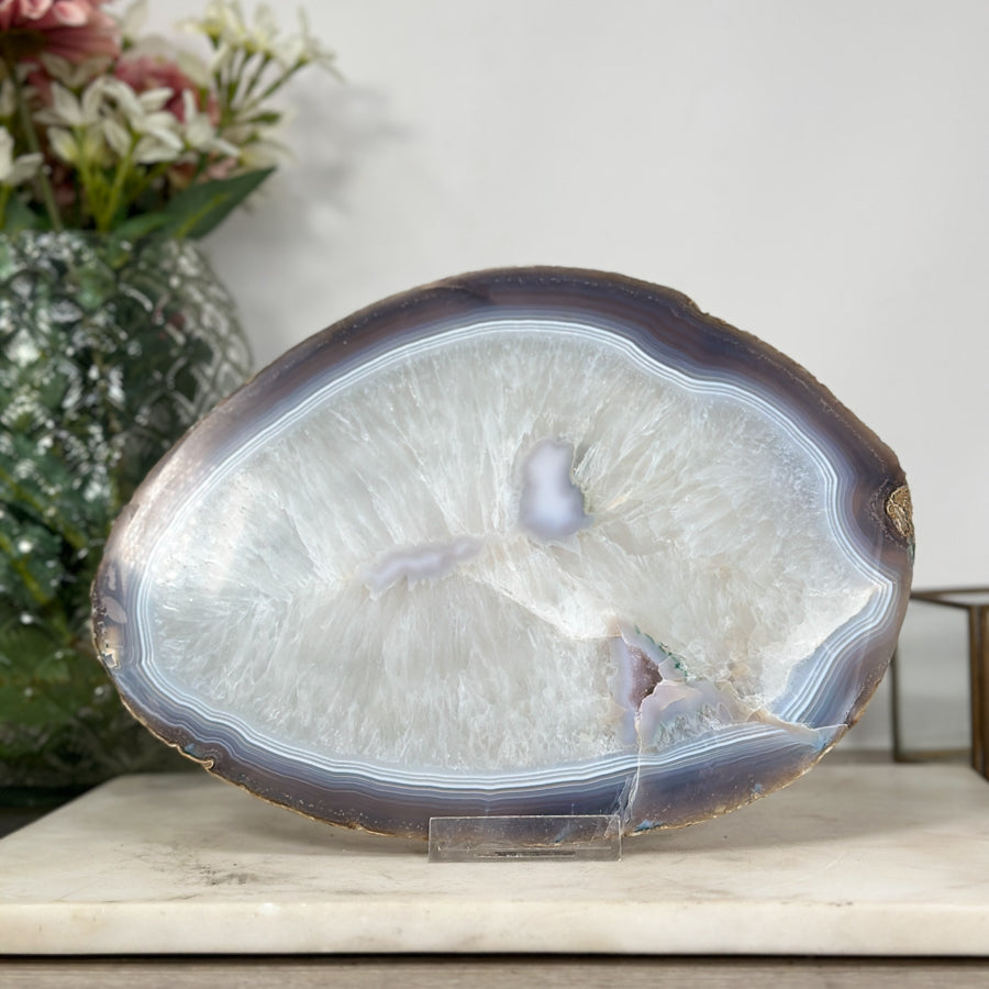 Large Quartz &amp; Agate Stone Tray for Home Decor - SLC0017