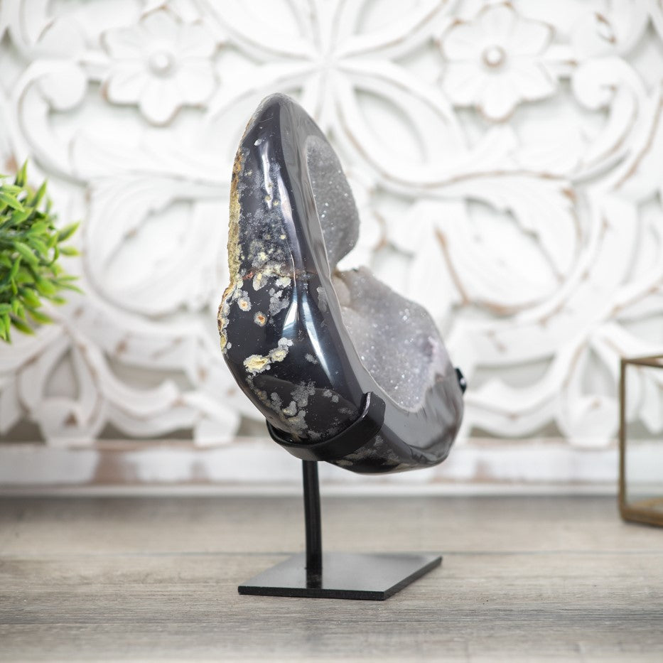 Beautiful Blue Agate Geode with White Sugar Crystalization - MWS0430