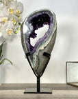 Deep Purple Amethyst Geode With Metal Stand – Unique Crystal Art - MWS2713