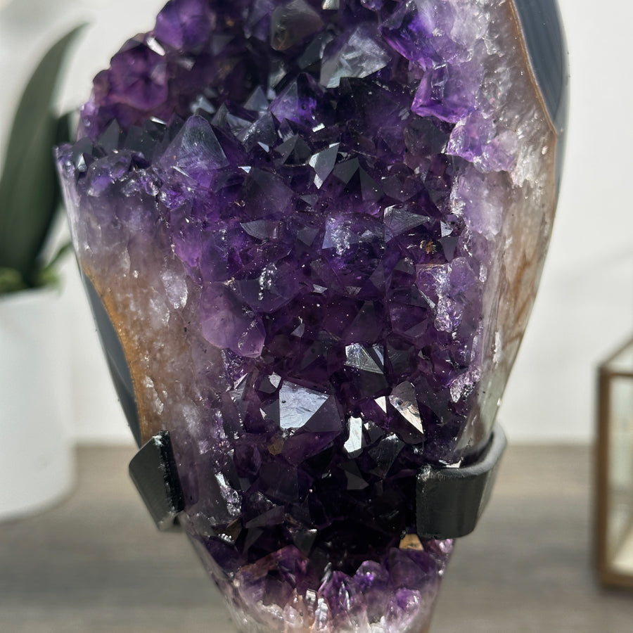 Uruguayan Amethyst &amp; Agate Crystal on Metallic Stand - MWS2206