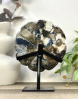 Large Lucky Amethyst & Green Jasper Clover on Metal Stand - MWS3277